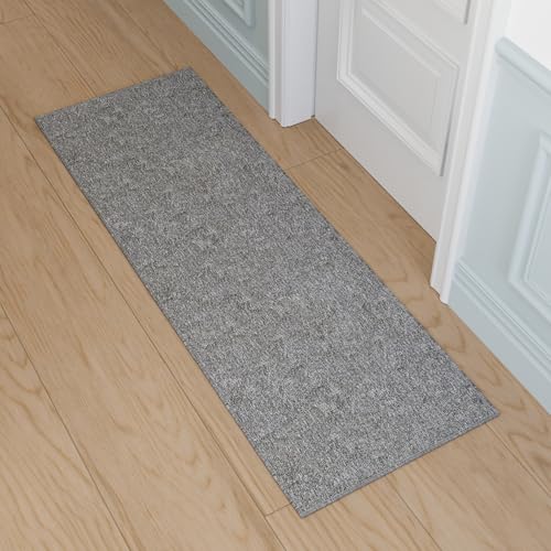 Ottomanson Door Mat Indoor Entryway Runner Rug – Non-Slip Durable Low-Pile Runner with Stain-Resistant Surface, 20" x 59", Gray - color: Grey