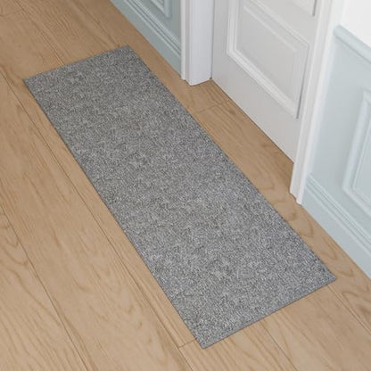 Ottomanson Door Mat Indoor Entryway Runner Rug – Non-Slip Durable Low-Pile Runner with Stain-Resistant Surface, 20" x 59", Gray - color: Grey