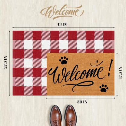 Outdoor Rugs, Red and White Area Rug Checkered 2’4’’x3’7’’ - color: Red & White, size: 2'4" x 3'7" (Rectangular)