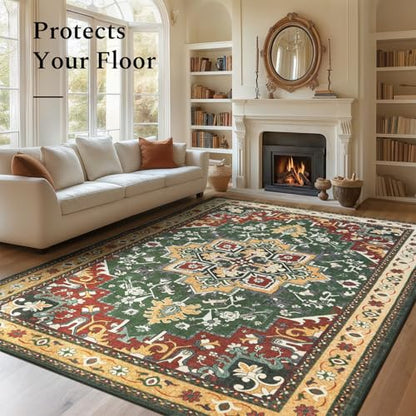 Rugflix 8x10 Area Rugs for Living Room, Washable Red Green Large Rug - color: Red Green, size: 8' x 10' (Rectangular)
