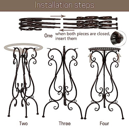 NAKUPE 2 Pack Plant Stands Indoor Outdoor, Metal Flower Pot Holder 22.5 inch Tall, Heavy Duty Pedestal Plants Stand for Patio Garden Porch Corner Balcony, Brown