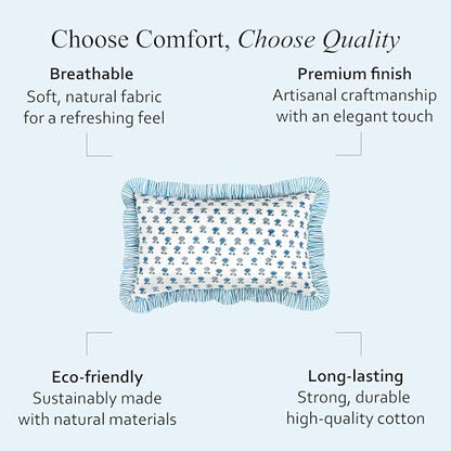 CPC Arctic Blue Block Print Ruffle Sham Pillow Cover 12x20 Inch, Pack of 1 - color: Arctic Blue, size: 20" x 12" (Pack of 1)