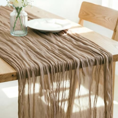 Nude Cheesecloth Table Runner Fall Boho Wedding Birthday Home Decor - color: Nude, size: 14ft