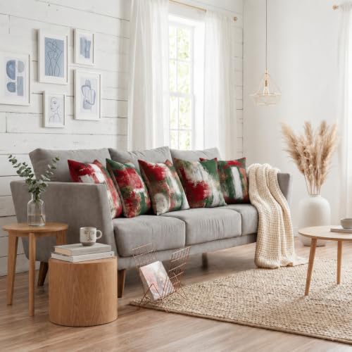Abstract Christmas Throw Pillow Covers 18x18 Set of 4, Red & Green - color: Red Green White, size: 18" x 18" (Pack of 4)