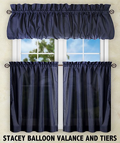 Ellis Curtain Stacey 54-by-13 Inch Ruffled Filler Valance (Navy) - color: Navy