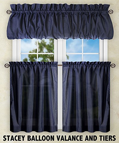 Ellis Curtain Stacey 54-by-13 Inch Ruffled Filler Valance (Navy) - color: Navy