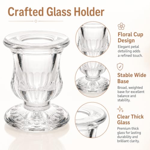 CHILL RECIPE Glass Hurricane Candle Holders, Set of 6, 12" Tall Clear Glass - color: Floral, size: 12Inch (6Pcs)
