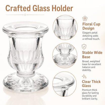 CHILL RECIPE Glass Hurricane Candle Holders, Set of 6, 12" Tall Clear Glass - color: Floral, size: 12Inch (6Pcs)