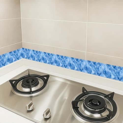 HOMETITUTE Peel and Stick Wallpaper Border 4x196in Blue Crystal Pattern - color: Blue crystal texture