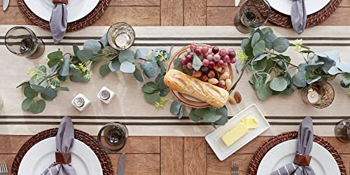 DII French Stripe Dining Table Collection Farmhouse Style Table Runner, 14x108 Inches, Taupe/Black - color: Taupe/Black, size: 14x108 Inches (Pack of 1)