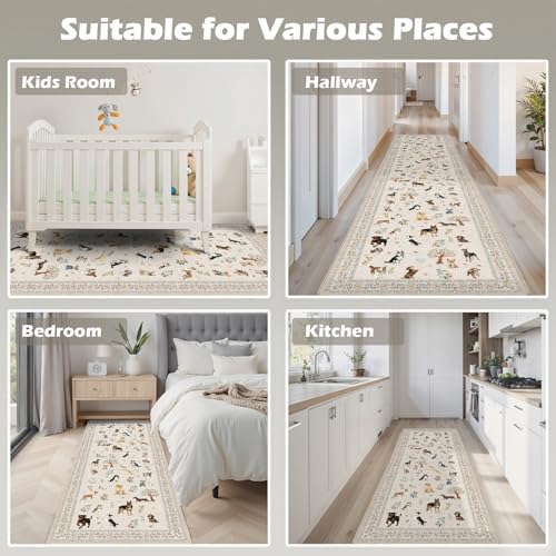 Beige Hallway Runner Rug 2x5 for Bedroom Kitchen - color: Beige Dog, size: 2' x 5' (Rectangular)