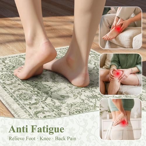 KIMODE Kitchen Mats for Floor Cushioned Anti Fatigue Kitchen Runner Rugs - color: Sage Green, size: 24"x59"--0.47 inches