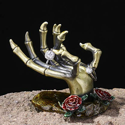 YU FENG Gothic Skeleton Hand Jewelry Holder Ring Necklace Display Stand - style: Rose Skeleton Hand