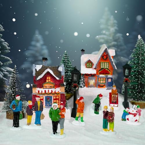 Rileryan 8 PCS Miniature Christmas Village People Figurines - style: A