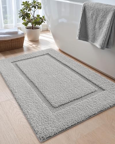 DEXI Bath Mat 32x20, Soft Absorbent Bathroom Rugs Non Slip, Light Grey - color: Light Grey, size: 32" X 20" (Rectangular)
