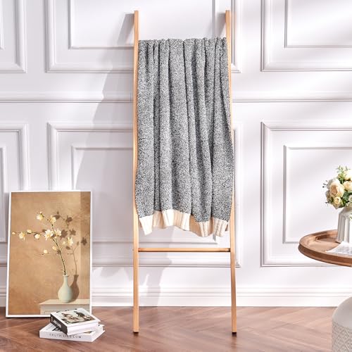 CozeCube Reversible Knitted Throw Blanket, Black White Melange 50"x60" - color: M-jet Black, size: 50"x60"