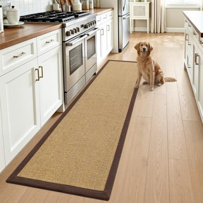 DEXI Jute Runner Rug 2'4''x10', Rug Runners for Hallways, Natural/Brown - color: Natural/Brown, size: 2'4" x 10' (Runner)