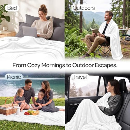 Soft Fleece Blanket for Bed Twin Size White (60x80 Inch) - color: White, size: Twin (60x80 Inch)