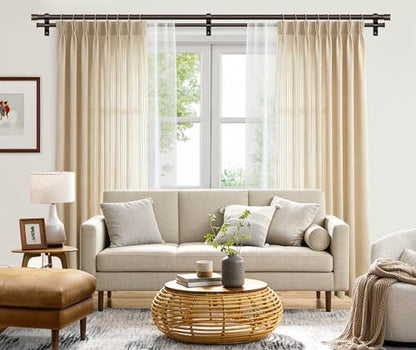 TONIAL 1 Inch Double Curtain Rods for Windows 66 to 120 Inch, Bronze - color: Bronze, size: 66-120”