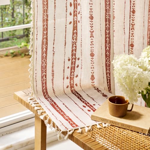 Terracotta Boho Curtains for Living Room with Tassel 63 Inch 2 Panel - color: T-terracotta, size: 52"W x 63"L (Pack of 2)