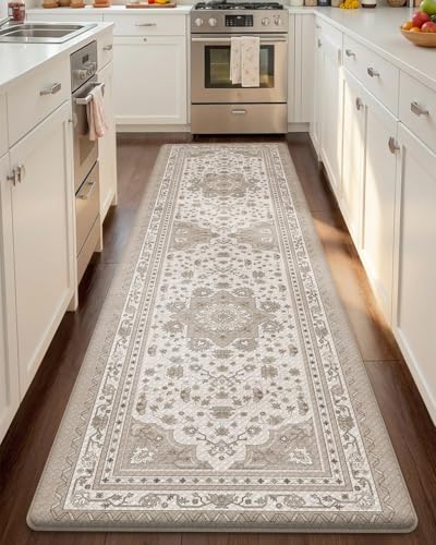 Color&Geometry Kitchen Floor Mat 24x87 Vintage Anti Fatigue, Beige - color: Beige-2.0, size: 24''x87''