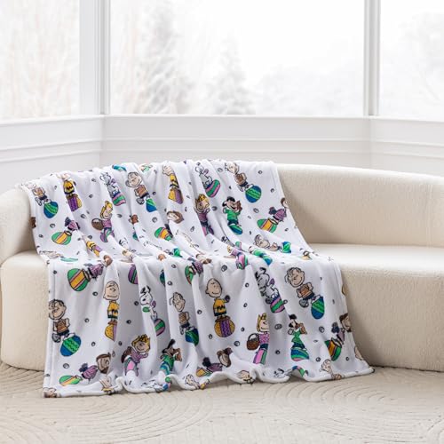 Berkshire Peanuts® VelvetLoft® Cute Character Snoopy Plush Throw Blanket,Easter Gang 2025 White,Throw 55 in x 70 in (Official Peanuts® Product) - color: Easter Gang 2025 White, size: Throw (55 in x 70 in)
