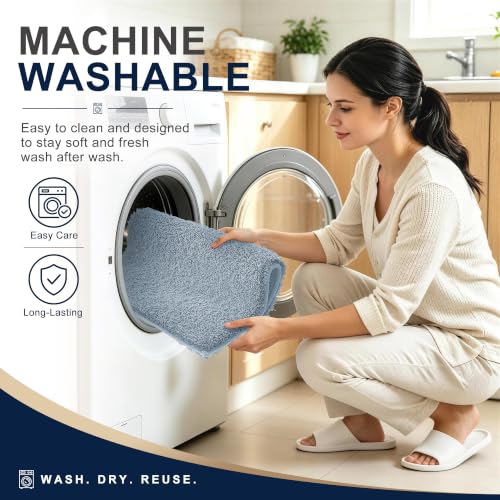 OLANLY Microfiber Bathroom Rugs 30x20, Ultra Soft Bath Mat, Airy Blue - color: Airy Blue, size: 30" X 20"