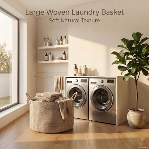 Extra Large Woven Throw Blanket Basket, 20 x 12 in, Natural Beige - color: Brown, size: Extra Large
