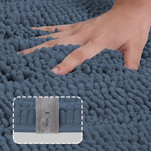 Turquoize Small Bathroom Rug 17x24, Soft Chenille Bath Rug, Blue Indigo - color: Blue Indigo, size: 17" x 24"