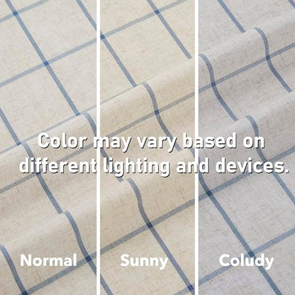 Short Buffalo Plaid Light Filteirng Curtain Panels 63 Inch - color: Plaid Beige/Dusty Blue, size: 40"W x 63"L (Pack of 2)