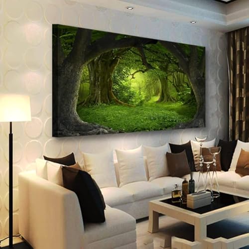 Tree of Life Wall Art Canvas Prints Natural Landscape Pictures Home Decor Green Forest Paintings for Living Room Bathroom Bedroom Kitchen Office Decorations 20x40 Wooden Framed Artwork Easy Hanging - color: Green Tree of Life, size: 40"L x 20"W