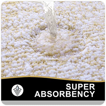 OLANLY Bathroom Rugs 30x20, Soft Absorbent Microfiber Bath Rugs, Beige - color: Beige and White, size: 30" X 20"