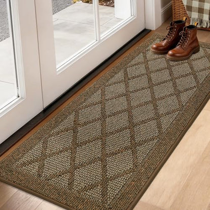 COSY HOMEER Non-Slip Door Mat 20"x48",Entryway Rugs Low Profile,Brown - color: Brown, size: 4' x 1'8" (Rectangular)