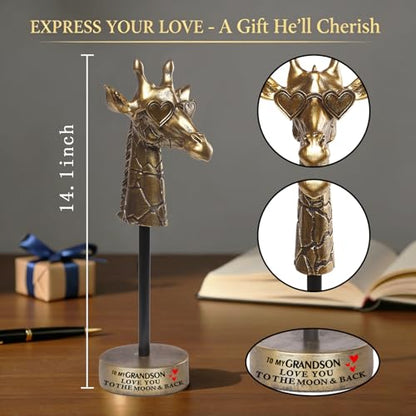 Grandson Gifts from Grandparents, Exquisite Handmade Giraffe Grandson Birthday Gifts from Grandfather Grandmother Funny Home Decor, Great Grandpa Grandma Present for Children's Day - style: TO MY GRANDSON