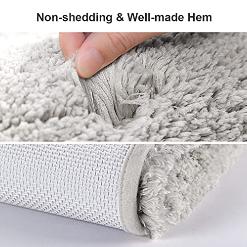 VANZAVANZU Bath Mats Non Slip Ultra Soft Absorbant Microfiber Fluffy Thick Bathroom Rugs Machine Washable (16"x24", Light Gray) - color: Light Gray, size: 16"x24"