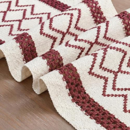 Artoid Mode Red Stripe Diamond Woven Table Runner 12x48 Inch - color: Red, size: 12" x 48", Table Runner