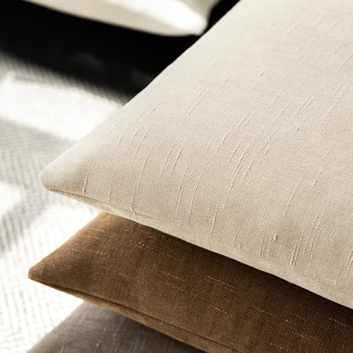 Foindtower Solid Textured Chenille Throw Pillow Covers 16x16 Inch,Beige - color: Cement, size: 16" x 16" (Pack of 2)