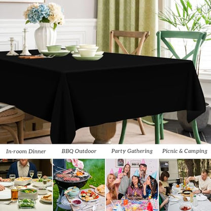Mulbozy 2 Pcs Black Plastic Tablecloth, Black Table Cloth Disposable - color: Black, size: 54" X 108" Rectangle