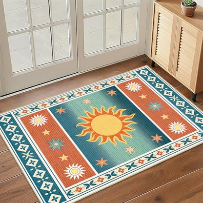 Sun Rug 2x3 for Entryway Boho Southwestern Machine Washable Rugs - color: Sun, size: 2' x 3' (Rectangular)