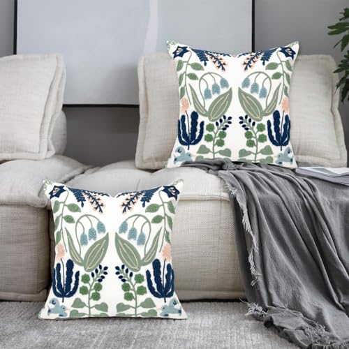 Alysheer Floral Embroidered Throw Pillow Cover 18"x 18" Set of 2 Blue Green - color: - Blue Green, size: 18" x 18" (Pack of 2)