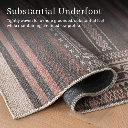 Vibe Stripe 4' x 6' Rust Red & Clay Accent Rug - Persian-inspired design - size: 4' x 6' (Rectangular)