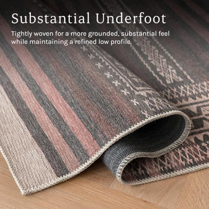 Vibe Stripe 4' x 6' Rust Red & Clay Accent Rug - Persian-inspired design - size: 4' x 6' (Rectangular)