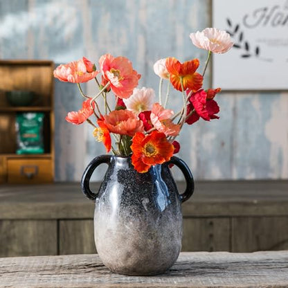 Tanvecle Blue Grad Ceramic Vase with Handles, 7" Modern Farmhouse Decor - color: Blue Grad
