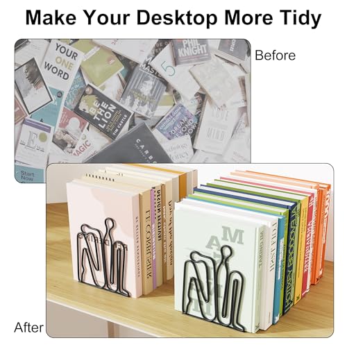Alsonerbay Thinker Heavy Duty Metal Bookends, Matte Black, 1 Pair