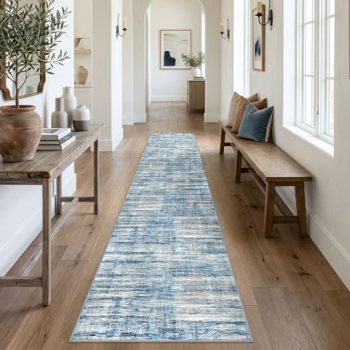 KOZYFLY Modern Runners for Hallways 2x12 Washable Runner Rug Blue Beige - color: Blue Beige, size: 2' x 12' (Runner)