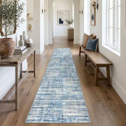 KOZYFLY Modern Runners for Hallways 2x12 Washable Runner Rug Blue Beige - color: Blue Beige, size: 2' x 12' (Runner)