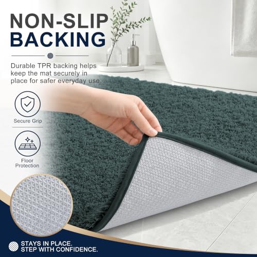 OLANLY Microfiber Bathroom Rugs 34x21, Ultra Soft Bath Mat, Blackish Green - color: Blackish Green, size: 34" X 21"