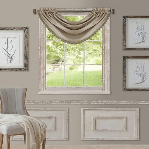 All Seasons Waterfall Window Valance, Taupe - 52" W x 36" L - color: Taupe