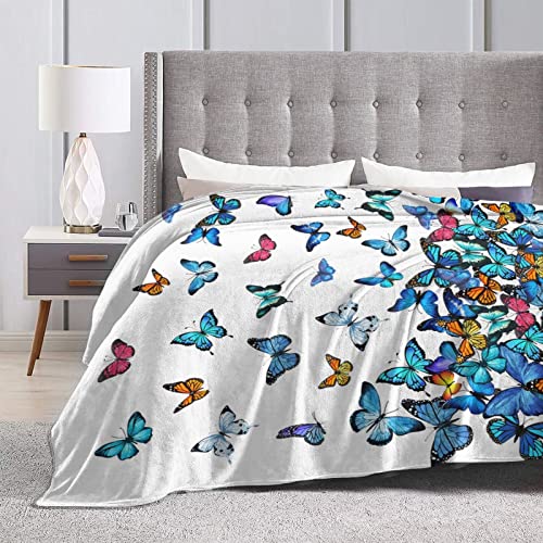 Blue Butterfly Blanket Ultra Soft Butterfly Throw Blanket Lightweight Cozy Blankets for Bed Couch Sofa 60"X50" - color: Butterfly 2, size: 60"x50"