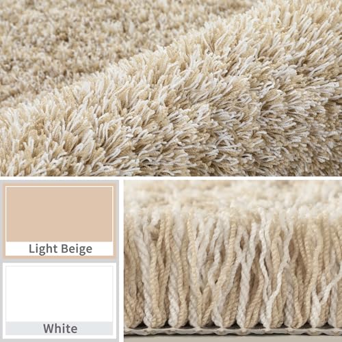 Yimobra Bathroom Runner Rug Non Slip Washable 60x24, Bath Mat, Beige&White - color: Light Beige and White, size: 60" X 24"
